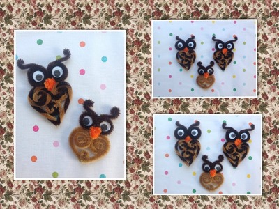 BUHOS HECHOS CON LIMPIA PIPAS.- OWLS MADE WITH PIPE CLEANERS .