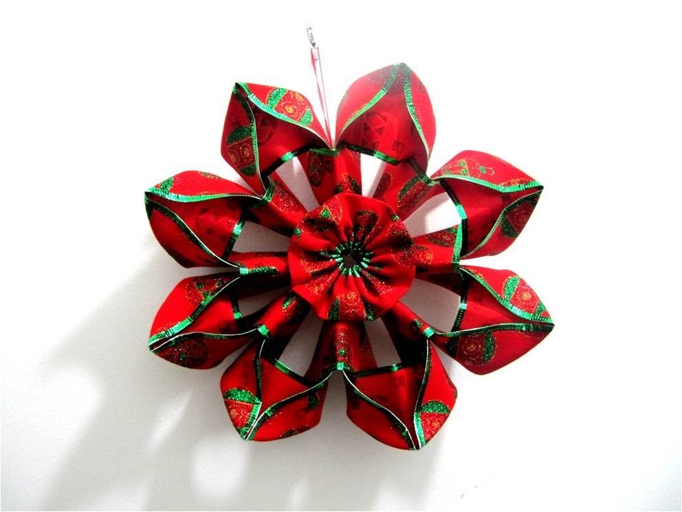 Moños flores navideñas en cintas - Christmas flowers in ribbons bows