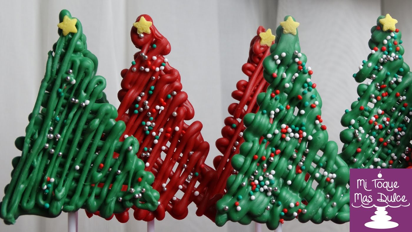 Árbol de navidad de chocolate para decorar cupcakes y tartas