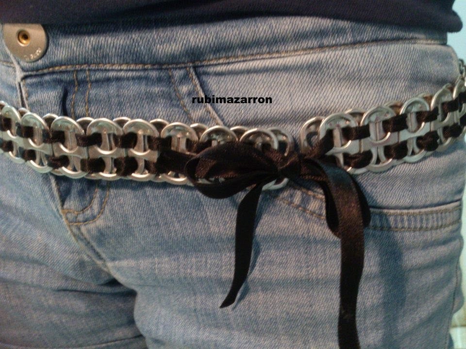 DIY: Como hacer cinturón y collar con anillas de refrescos ( chapas ).2º parte