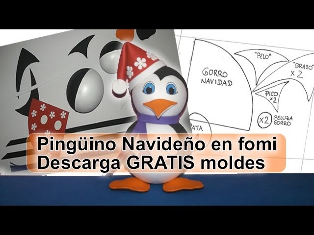 Pingüino con gorro de navidad Santa Claus Decoración navideña Fofuchas 3D