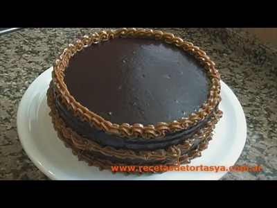 Torta de Chocolate con Cobertura de Chocolate y Dulce de Leche - Recetas de Tortas YA!