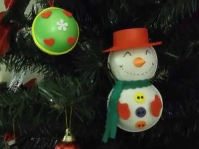 Muñeco de nieve en foamy para decorar el árbol de navidad Parte 2