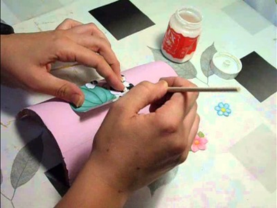 Teja pintada  decorada con papel decoupage. Custom texas