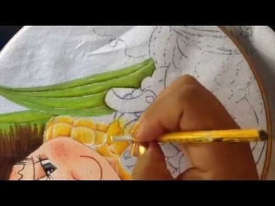 Pintura en tela niño elote # 3 con Cony