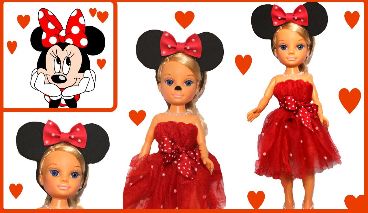 Disfraz de Minnie mouse para niñas y sus muñecas