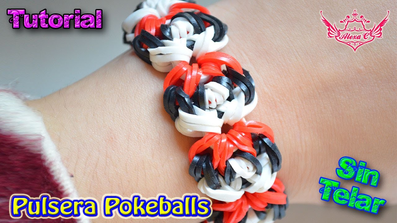 ♥ Tutorial: Pulsera Pokeballs (sin telar) ♥