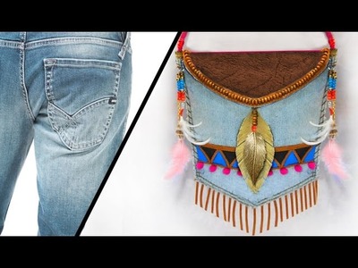 Bolso étnico con Jeans reciclado.