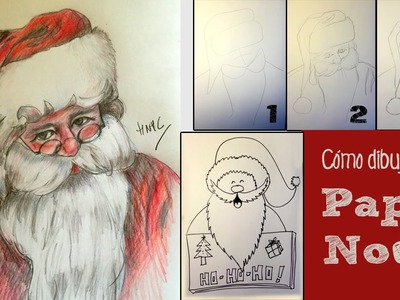 Cómo dibujar a Papa Noël paso a paso. Dibujo fácil.