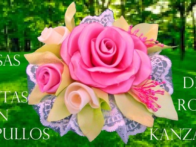 DIY rosas con capullos en flor en cintas - roses with blooming flowers in ribbons