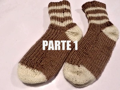 Calcetín de lana tejido palillos (wool fabric sock) parte 1.