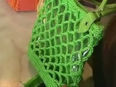 Bolso verde limon - Muestra de tejido - Macrame sample