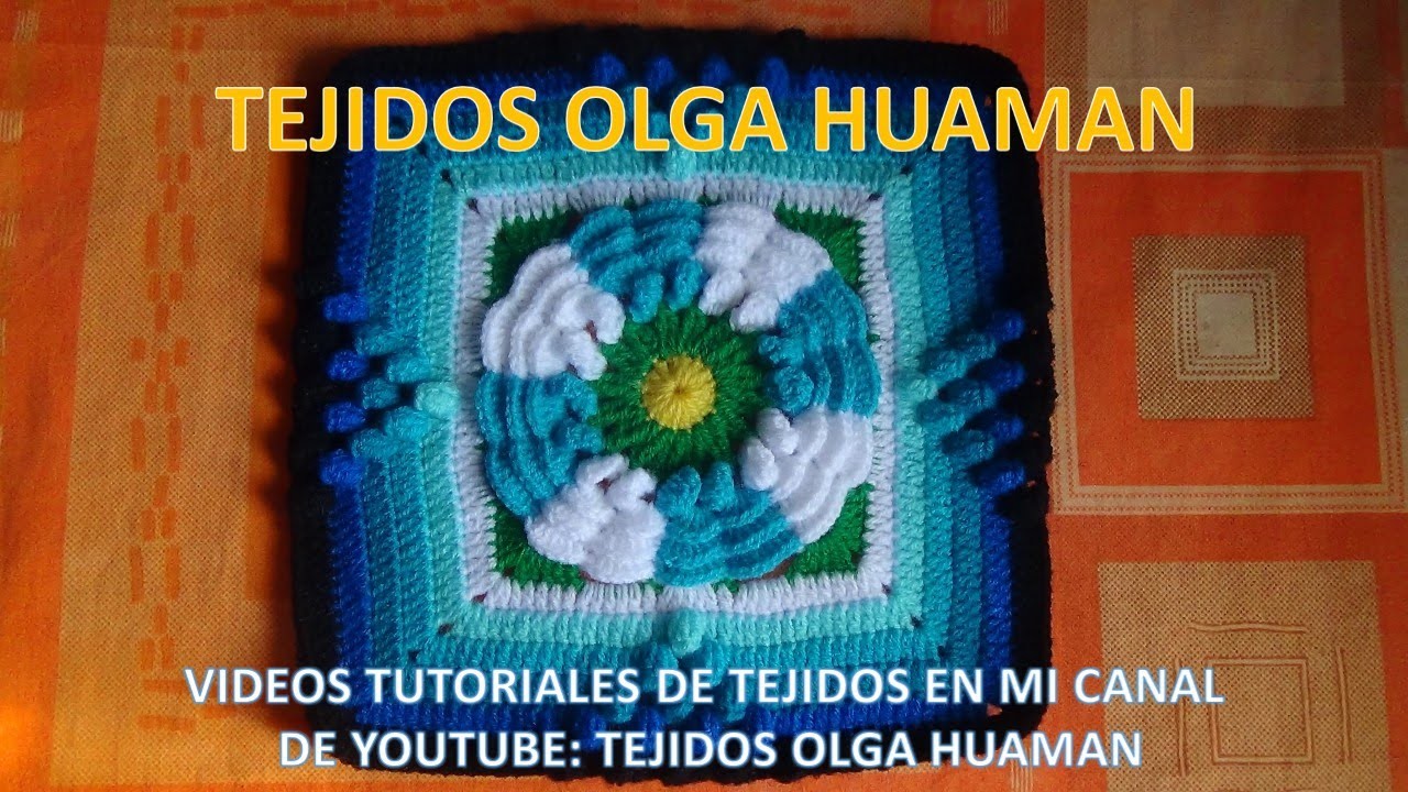 Flor de dos colores tejido a crochet para colcha paso a paso video 3
