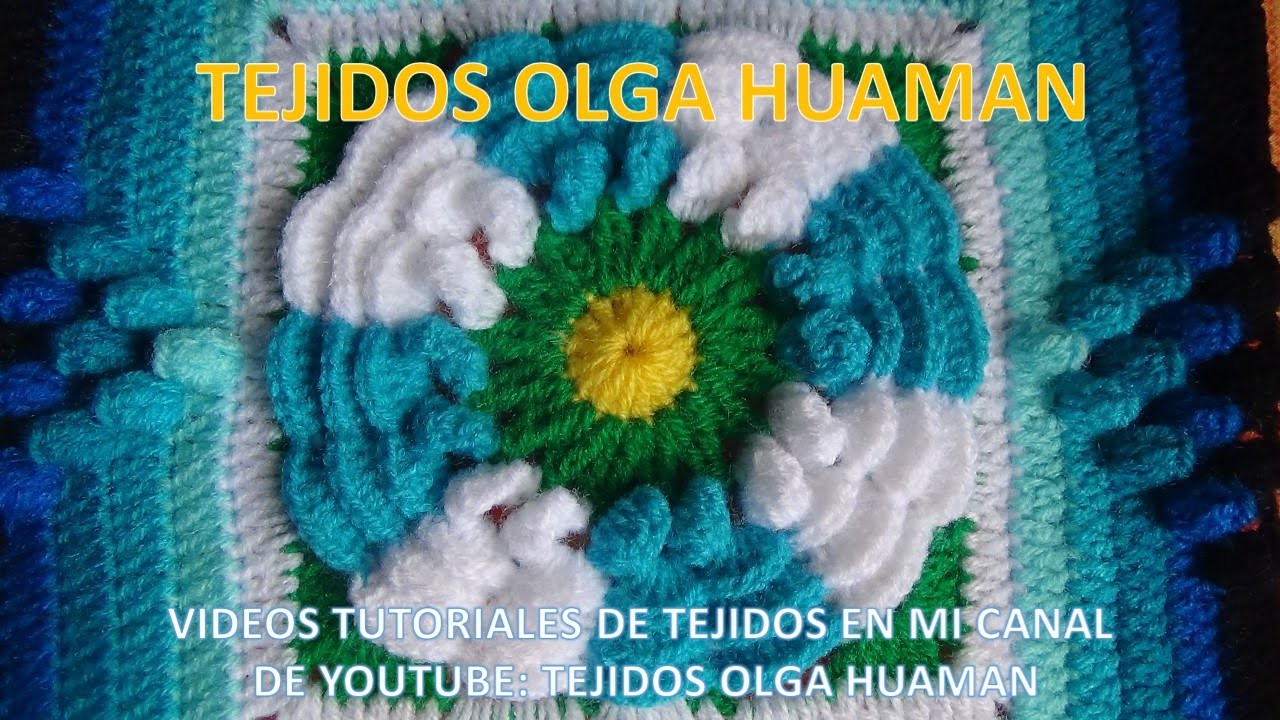 Flor de dos colores tejido a crochet para colcha paso a paso video 2