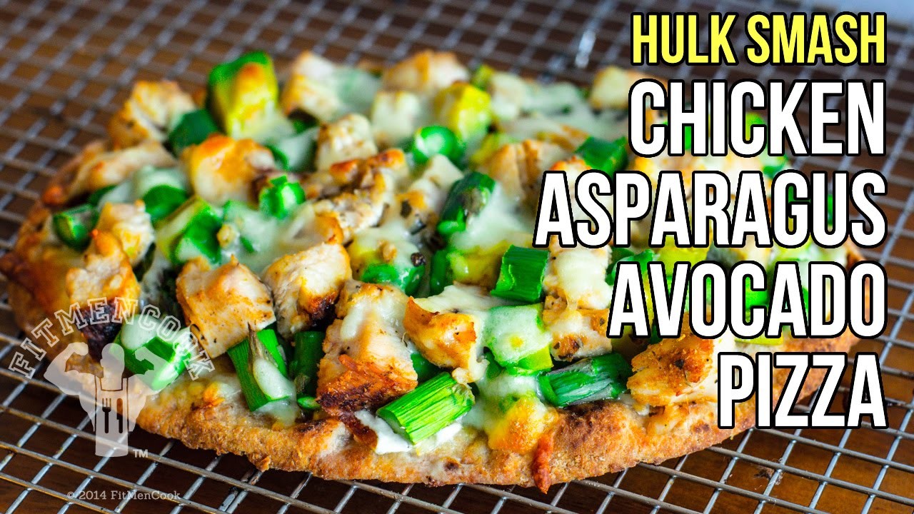 Hulk Smash Chicken, Asparagus, Avocado Pizza. Pizza de  Pollo, Espárragos y Aguacate