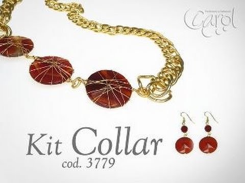 KIT 3779  Kit collar cadena y agata roja x und