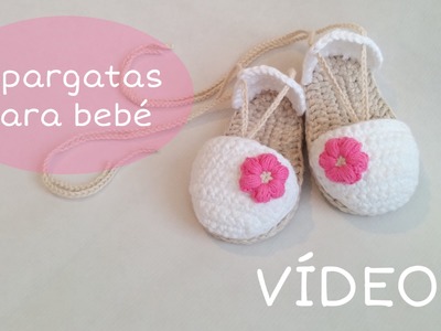 Sandalias o alpargatas para bebé tejidas a crochet (VIDEO II)
