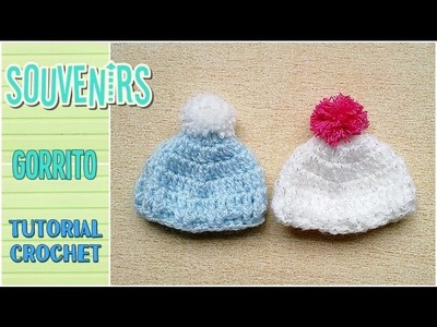 Souvenir a crochet para baby shower MINI GORRITO, paso a paso