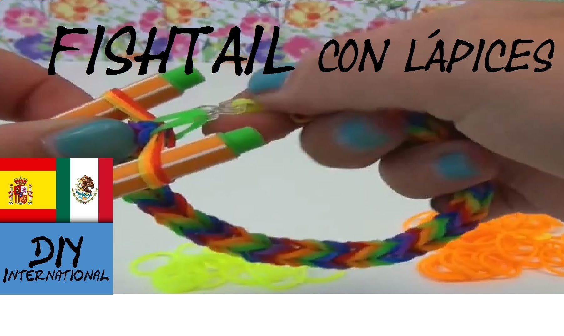 CÓMO HACER PULSERA DE GOMITAS FISHTAIL CON LÁPICES - TUTORIAL EN ESPAÑOL - DIY