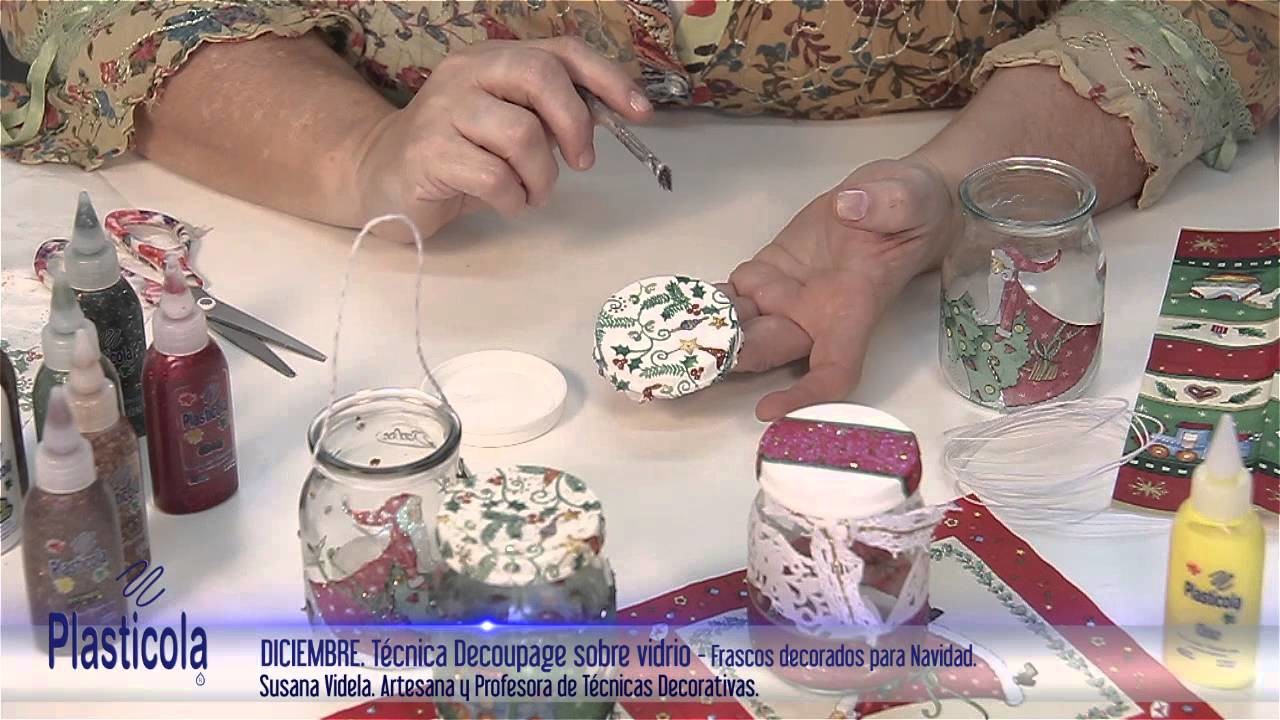 Artesanías - Decoupage sobre vidrio, empleando Plasticola