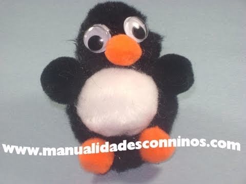 Manualidades con pompones: Pinguino