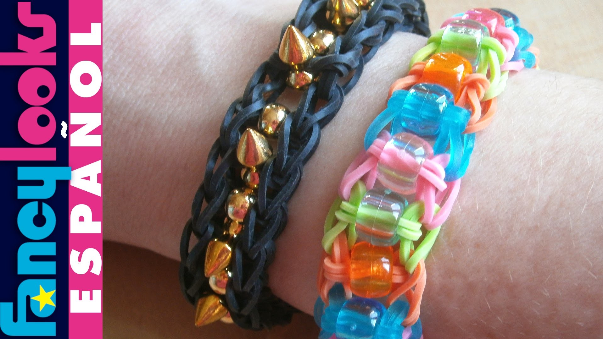 Pulsera Rainbow Loom de gomas elásticas-elastic bands bracelet