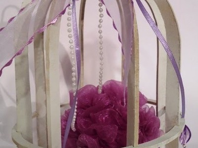 Como hacer rosas en gasa - esferas de telgopor - para decorar una jaula vintage - Mariel Lasala