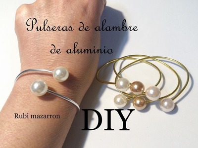 Diy  Brazaletes de moda con alambre de aluminio y perlas.Necklace