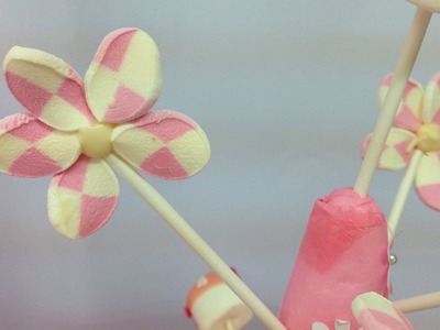 Flores de Marshmallows o nubes o malvaviscos o bombones. Marshmallow flowers