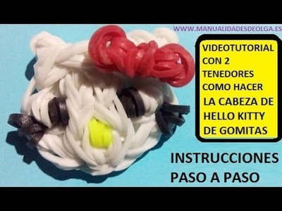COMO HACER UNA CABEZA DE HELLO KITTY DE GOMITAS CON DOS TENEDORES. VIDEO TUTORIAL DIY