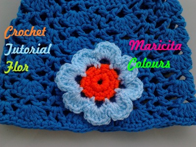 Crochet Tutorial Flor "Claudia" decora diademas, Gorros por Maricita Colours