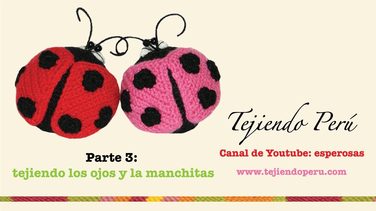 Mariquitas tejidas a crochet (amigurumi ladybugs) Parte 3: tejiendo los ojos y manchitas