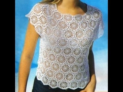Blusa Blanca Pastillas Unidas a Crochet
