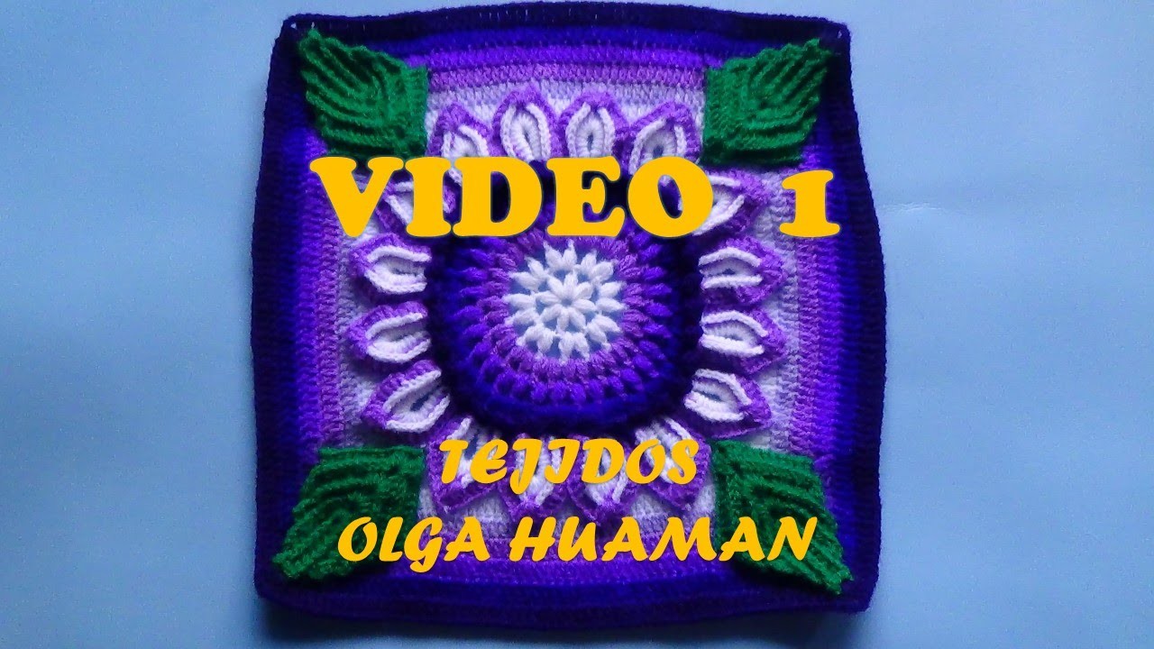 Colcha tejido a crochet muestra "flor de 16 pétalos" video 1