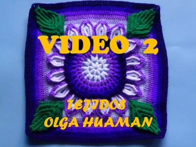 Colcha tejido a crochet muestra "flor de 16 pétalos" video 2