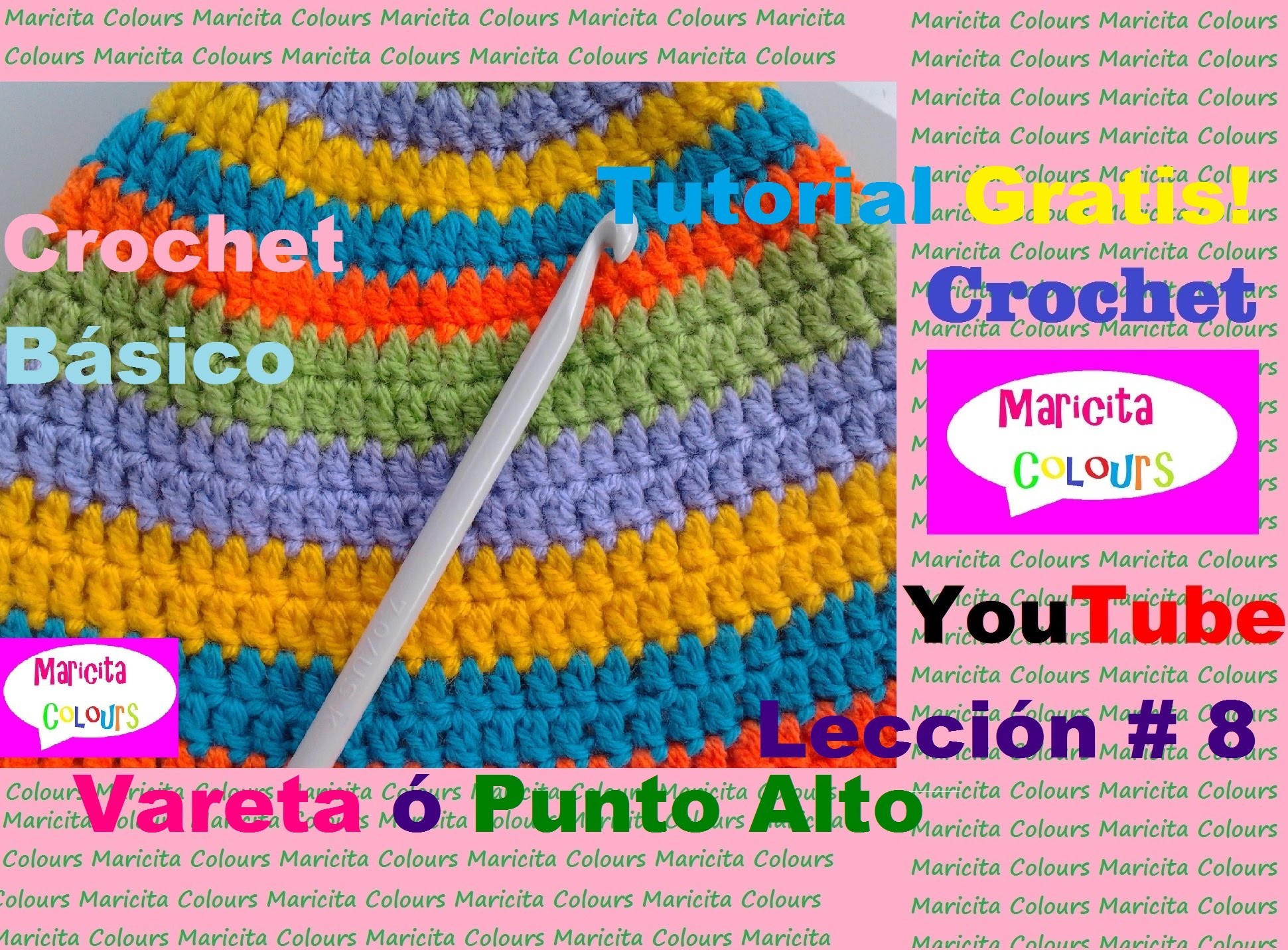 Crochet Básico (Lección 2) Punto Vareta Punto Alto  Double Crochet Subtitles  English & Deutsch