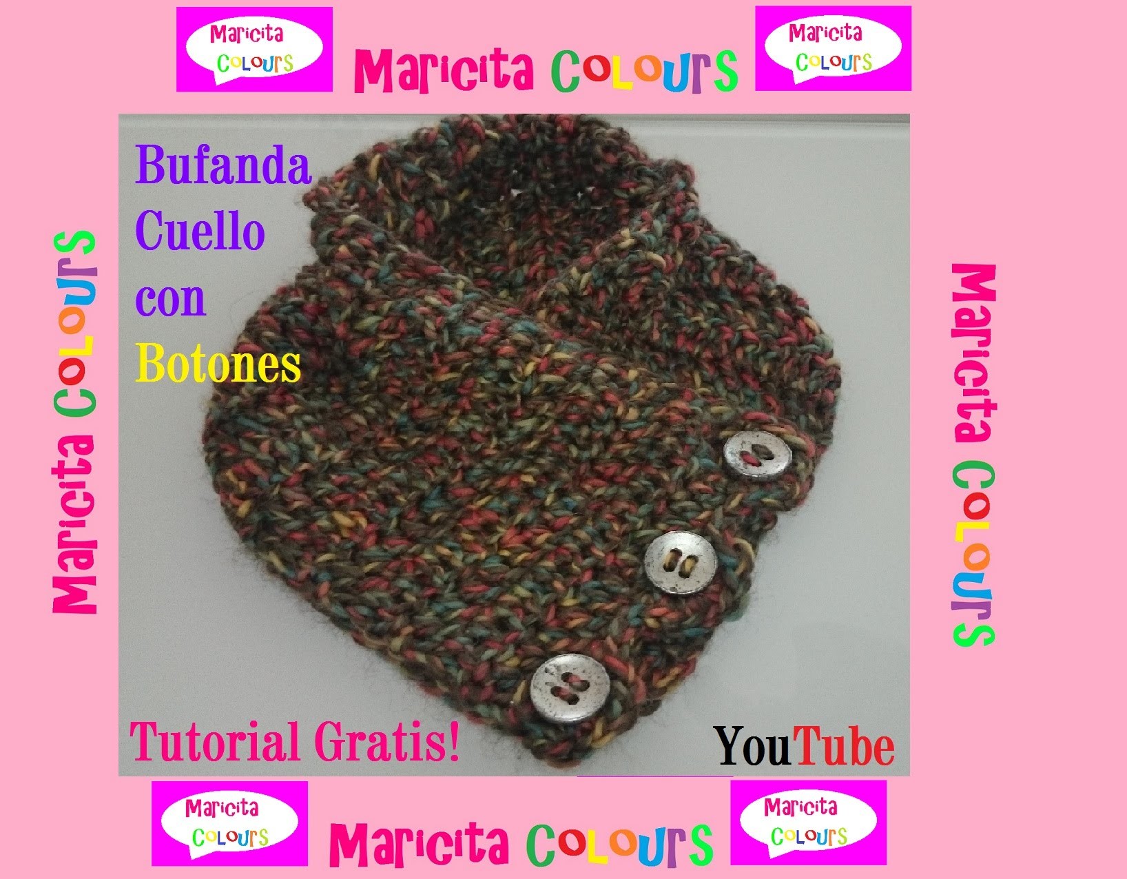 Crochet Bufanda Cuello con Botones "Odet" por Maricita Colours