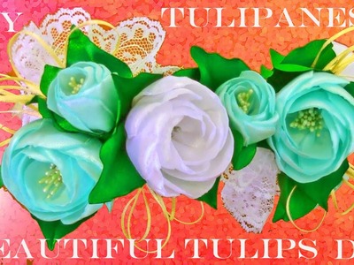 DIY tulipanes accesorios de moda hermosos en cintas para el cabello