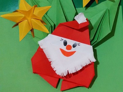 Easy to do Origami Santa Claus - Papai Noel de Origami. Paper Santa. Christmas room decorations.