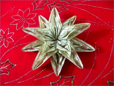 Moños Estrellas Navideñas brillantes seis capas  en cintas - Christmas bows stars