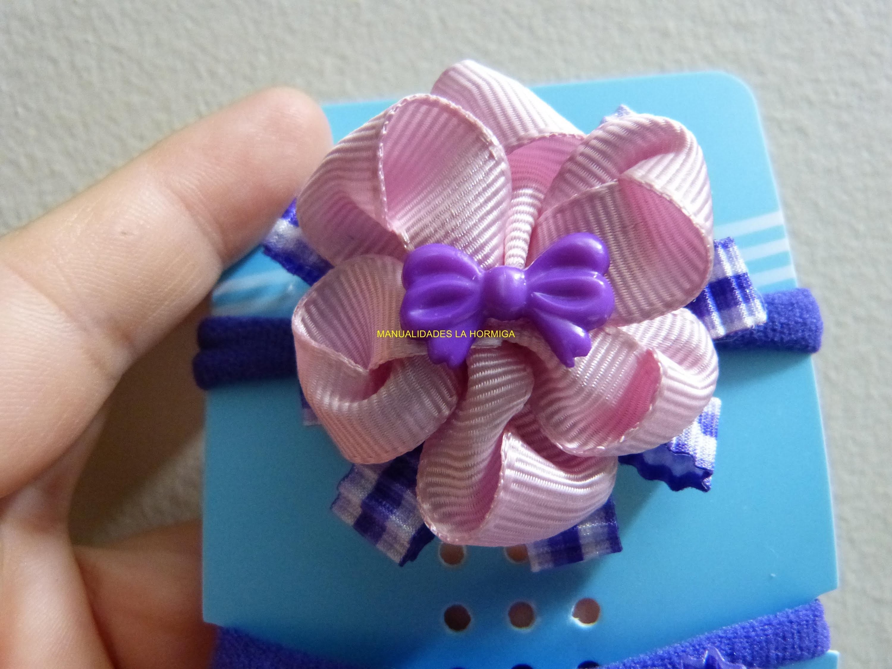 Moños flores en cinta  pequeños para decorar bandas elásticas para el cabello paso a paso