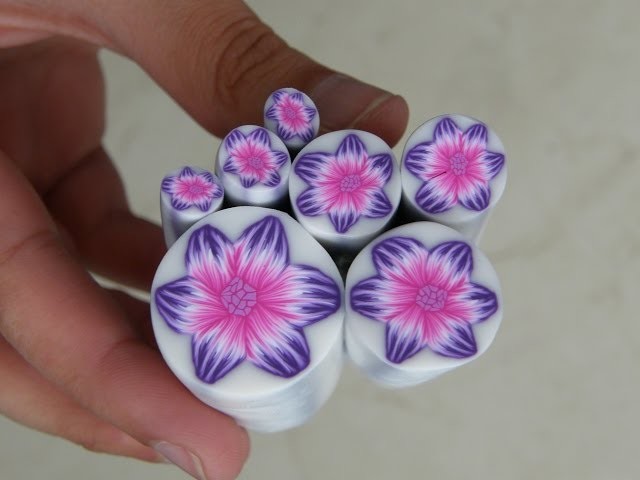 Murrina flor fucsia y violeta en arcilla polimérica