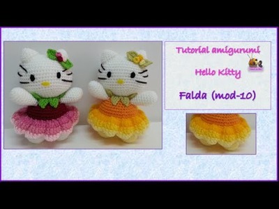 Tutorial amigurumi Hello Kitty - Falda (mod-10)