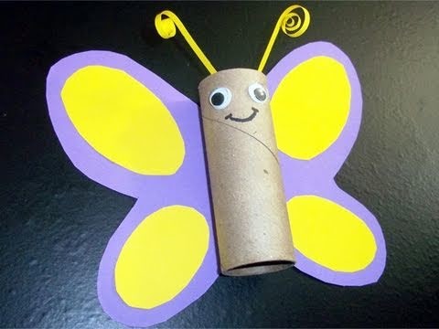 Manualidades de reciclaje: mariposa con tubo de papel de cocina