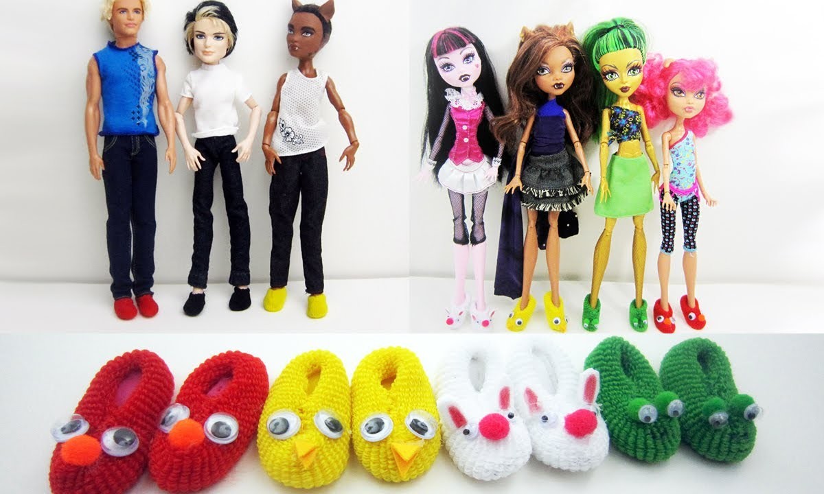 Manualidades para muñecas: Haz pantuflas. zapatillas. zapatos a tus muñecas y muñecos
