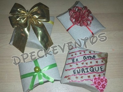 Cajitas de regalos o souvenirs hechas con tubos o rollos de carton - tutorial