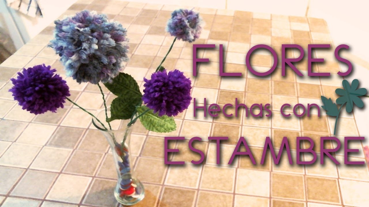 Flores hechas con estambre.  how to make yarn flowers ♥