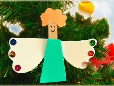 Manualidad de ángel en una pinza para decorar tu árbol de Navidad