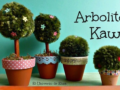 Arbolito y Arbusto Kawaii, Manualidades con Pompones, Manualidades Kawaii