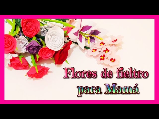 Ideas para regalar día de la madre, flores de fieltro rosa, clavel, lirio y almendro Isa ❤️